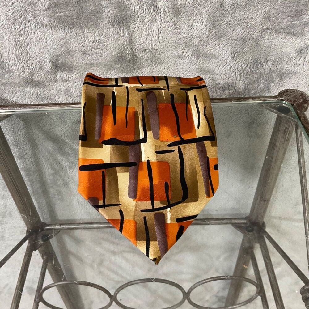 J. Garcia LT. ED.  Men’s Silk Luxury Tie Collection 40 Squirrel Maze Brn. & Gold